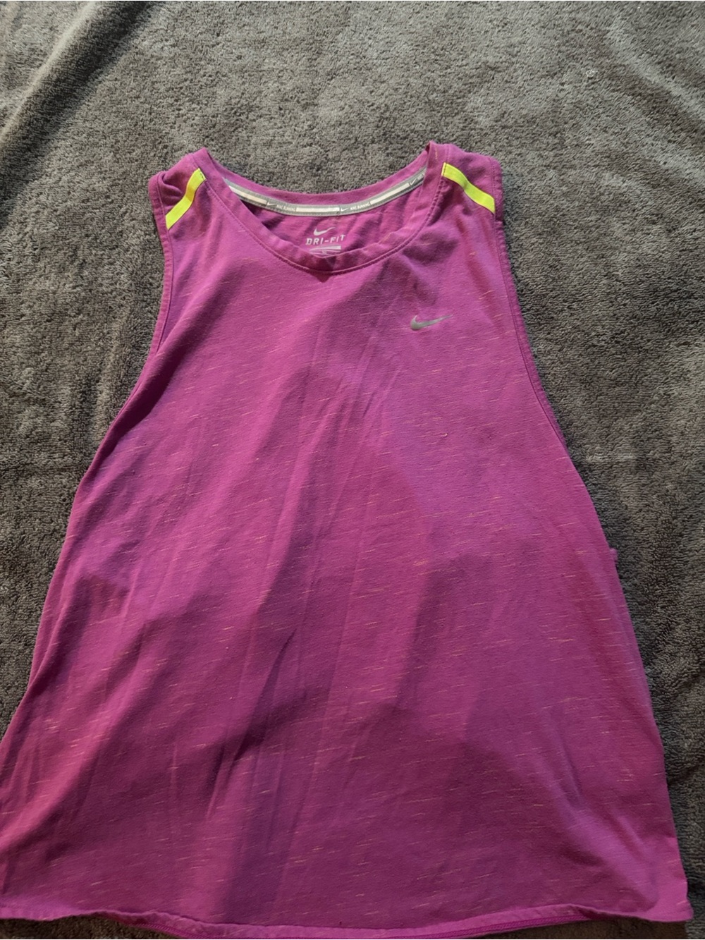 Nike Magenta Dri-FIT Tank with Neon Yellow Stitching